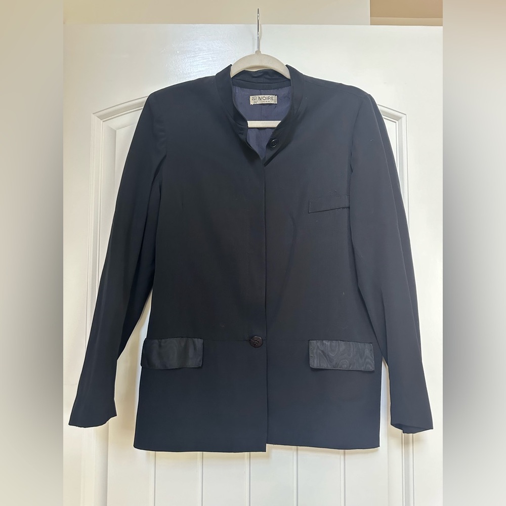 IVOIRE Women’s Vintage 100% Silk Black Blazer, made in France